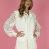 Women Skazi Coats & Jackets | White Lace Sleeve Jacket