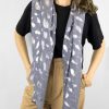 Women 227 Hats, Gloves & Scarves | Grey Silver Feather Sheer Scarf