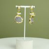 Women 227 Earrings | Gold Gem Abstract Triple Drop Earrings