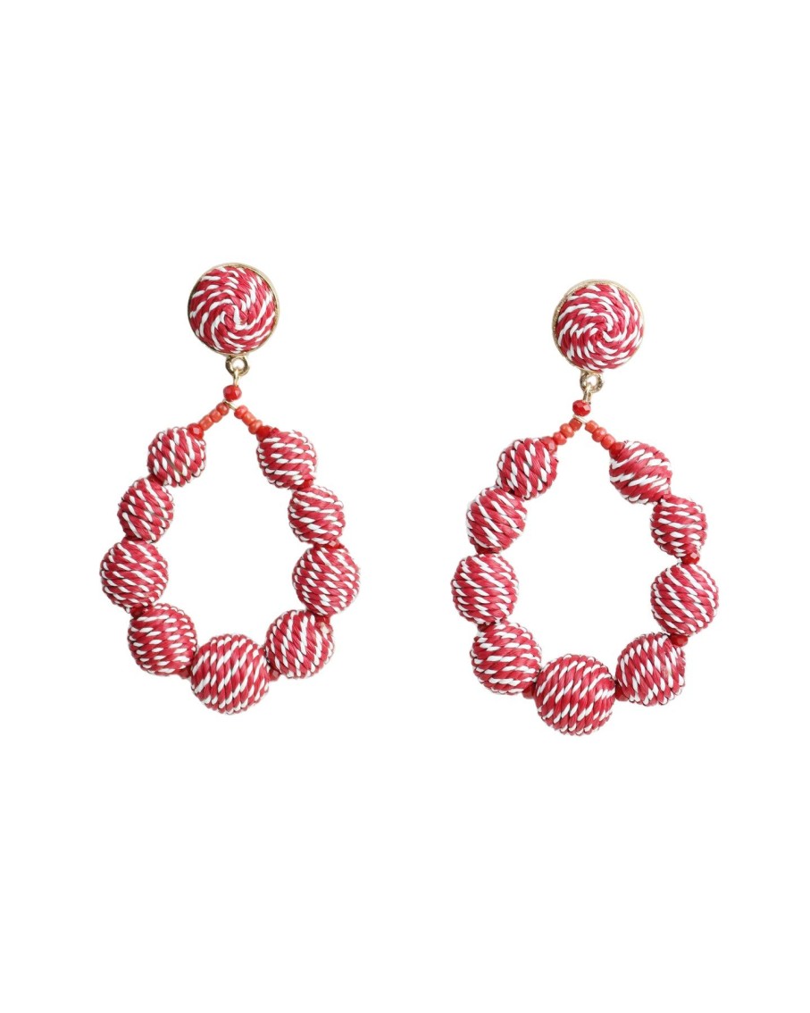 Women BLAIZ Earrings | Red And White Intertwined Ibis Teardrop Earrings™