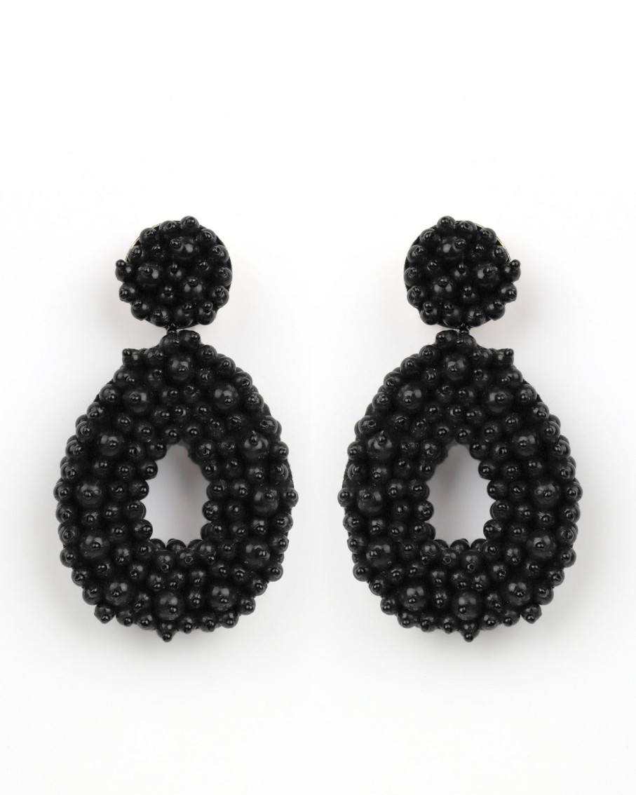 Women BLAIZ Earrings | Black Beaded Earrings™