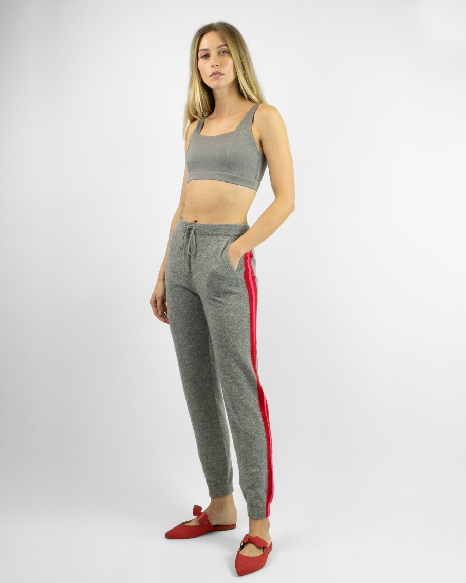 Women Jumper 1234 Trousers | Grey Side Striped Joggers