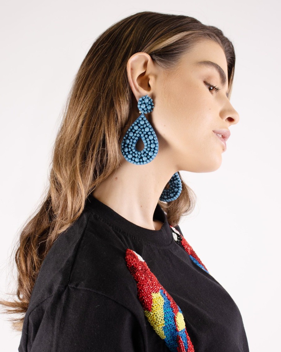 Women BLAIZ Earrings | Azure Blue Beaded Earrings™