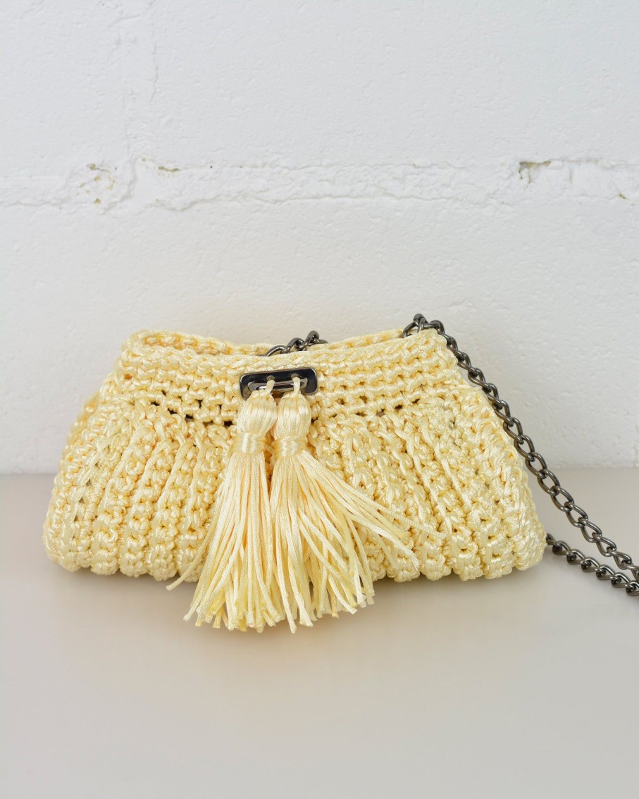 Women Ladi for Blaiz Clutches | Cream Crochet Cross-Body Bag