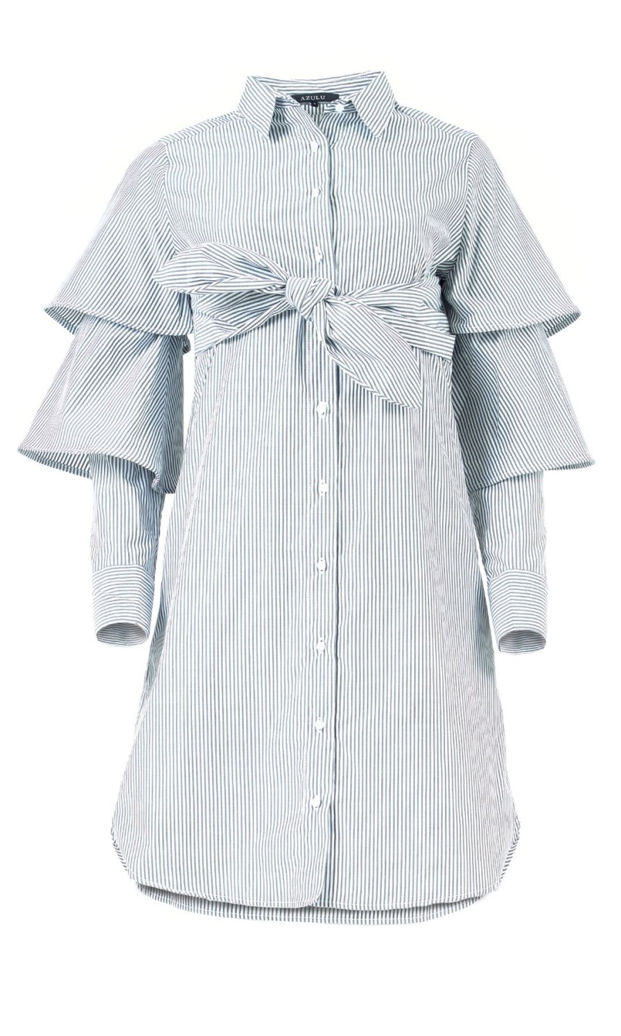 Women Azulu Dresses | Wing Tiered Sleeve Shirt Dress