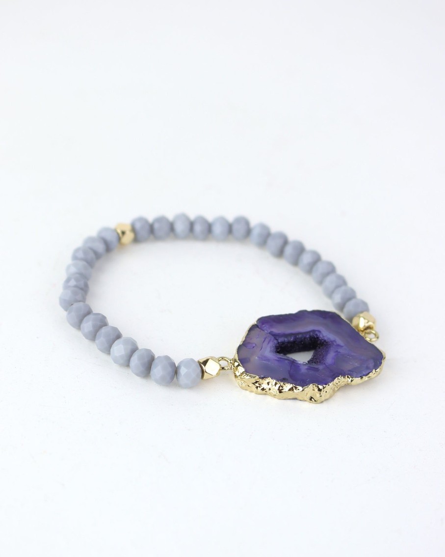 Women 227 Bracelets | Violet Agate Stone Beaded Bracelet