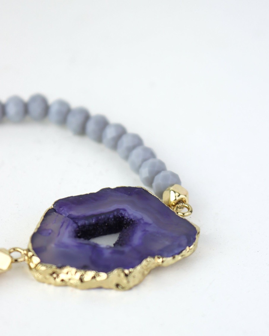 Women 227 Bracelets | Violet Agate Stone Beaded Bracelet