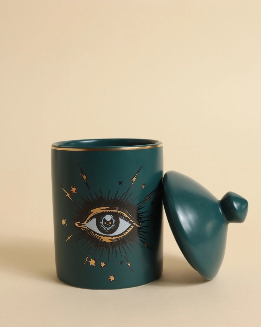 Lifestyle Black & Jane | Bowe Evil Eye Citrus Candle In Forest Green