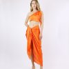 Women BAOBAB Skirts | Marea Orange Amber One-Shoulder Top And Tie Knot Skirt Set