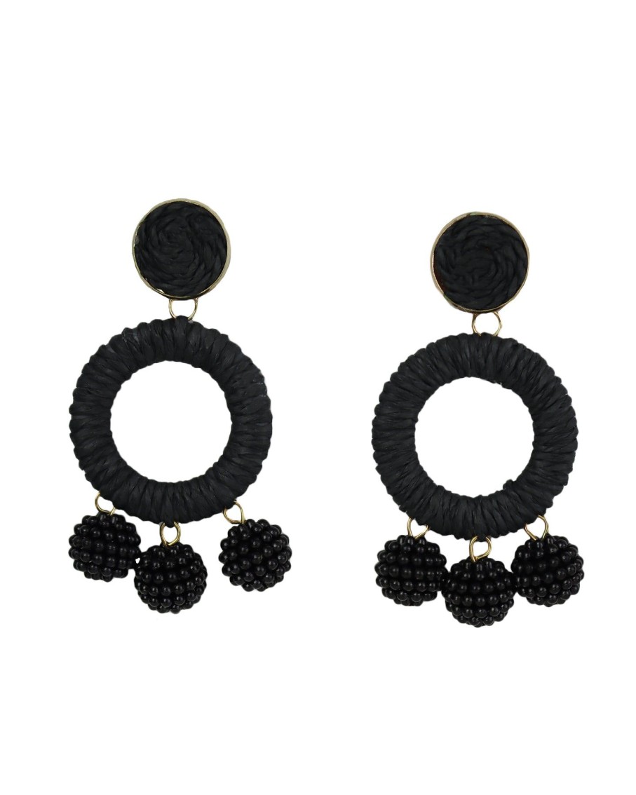 Women 227 Earrings | Black Bobble Ring Earrings