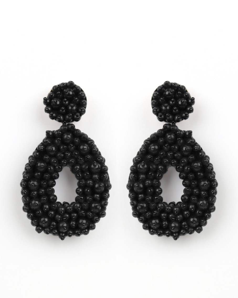 Women BLAIZ Earrings | Black Clip-On Beaded Earrings™