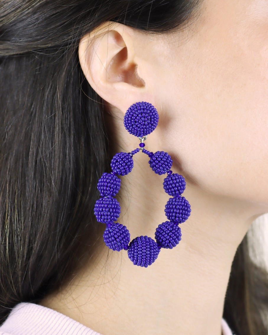 Women BLAIZ Earrings | Cobalt Blue Beaded Macaw Teardrop Earrings