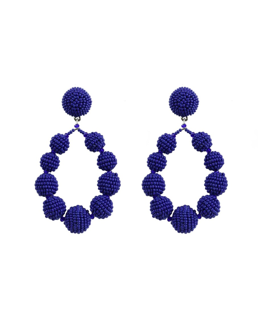 Women BLAIZ Earrings | Cobalt Blue Beaded Macaw Teardrop Earrings