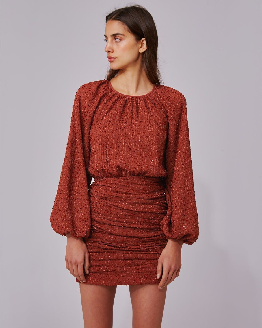 Women C/MEO Collective Dresses | Copper Balloon Sleeve Mini Dress