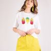 Women Arara for BLAIZ Tops & T-Shirts | Shimmering Ice-Cream Embellished Cropped White T-Shirt