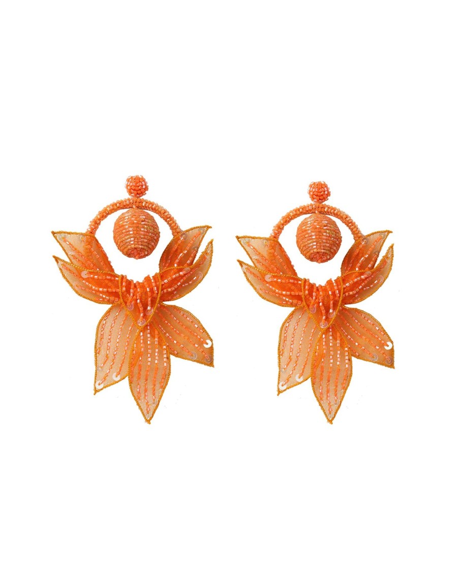 Women Arara for BLAIZ Earrings | Orange Vines And Shines Beaded Earrings