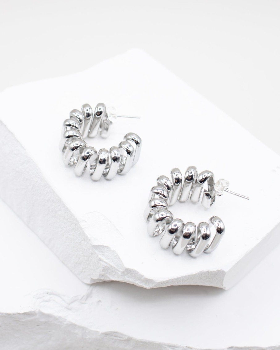 Women 227 Earrings | Silver Coil Hoop Earrings