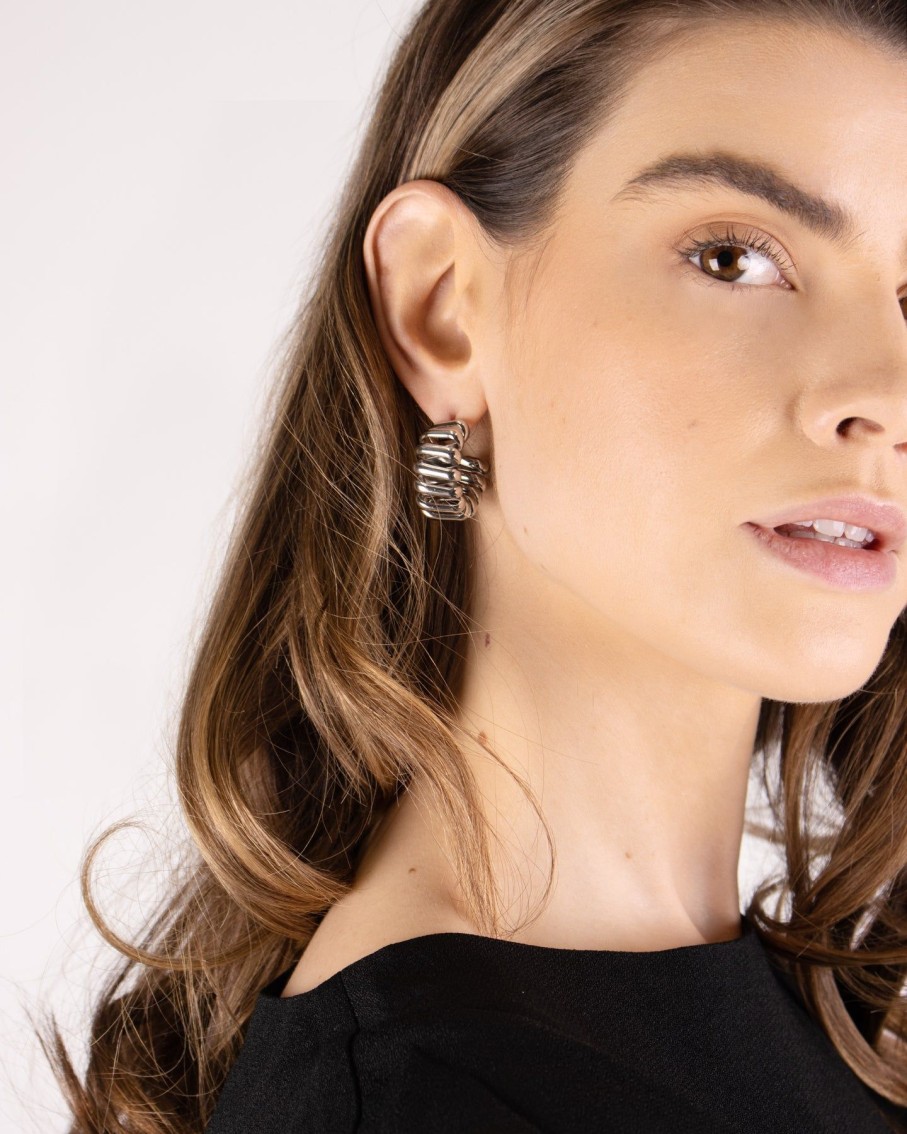 Women 227 Earrings | Silver Coil Hoop Earrings