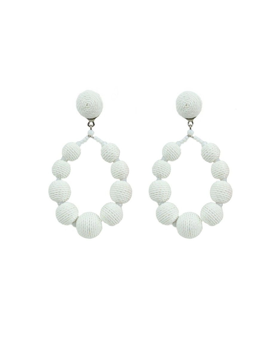 Women BLAIZ Earrings | White Threaded Ibis Teardrop Earrings™