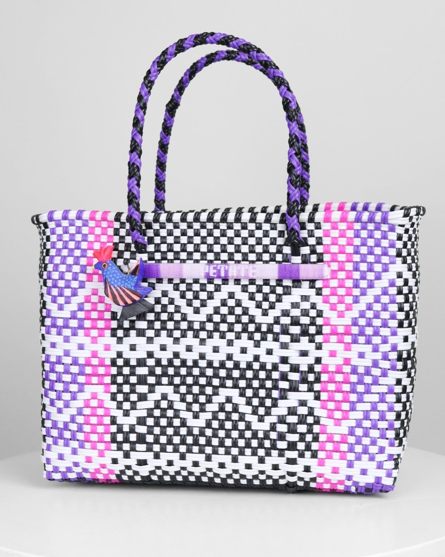 Women Petate Totes | Pink, Purple, Black And White Mini Tote Bag