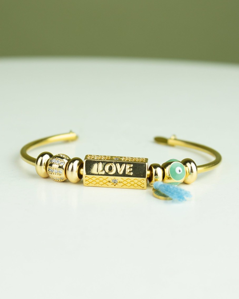 Women 227 Bracelets | Turquoise Love Evil Eye Gold Charm Bangle