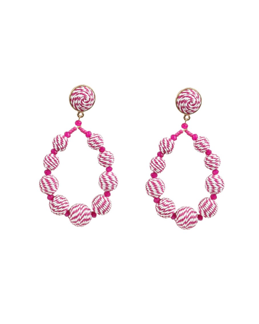 Women BLAIZ Earrings | Fuschia And White Intertwined Ibis Teardrop Earrings™