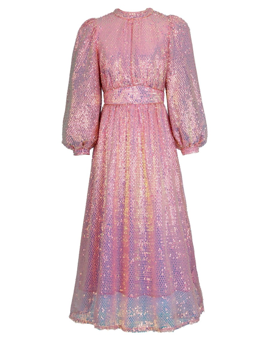 Women CeliaB Dresses | Pink Shimmer Bunzi Midi Dress