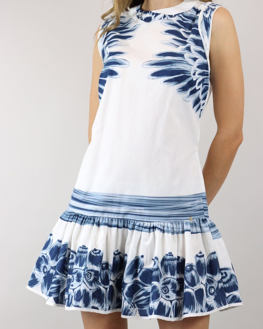 Women Agua De Coco Dresses | Blue Feather Sleeveless Mini Dress