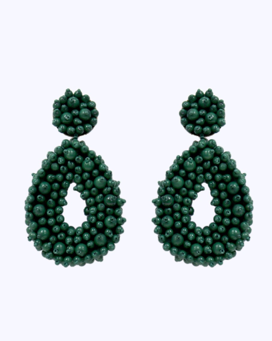 Women BLAIZ Earrings | Forest Green Beaded Earrings™