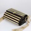 Women Palma Canaria Clutches | Amelia Beige And Black Horizontal Striped With Side Tassels Clutch