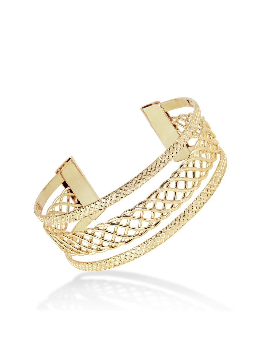 Women Márcia Mór for Blaiz Bracelets | Triple Gold Plait Wrap Bracelet Cuff