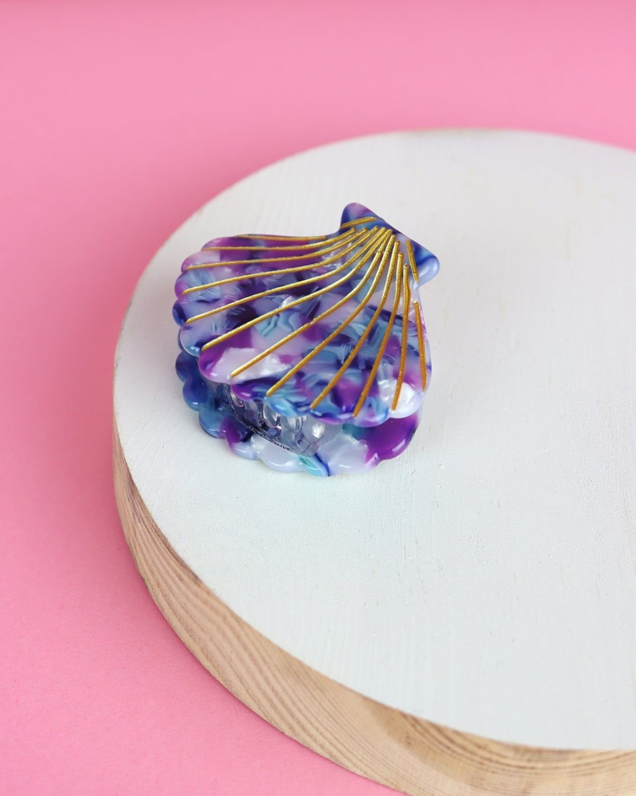 Women 227 Hair Accessories | Purple & Blue Shell Hairclip