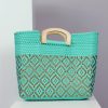 Women BLAIZ Mexico Beach Bags | Octavia Wooden Handle Woven Tote