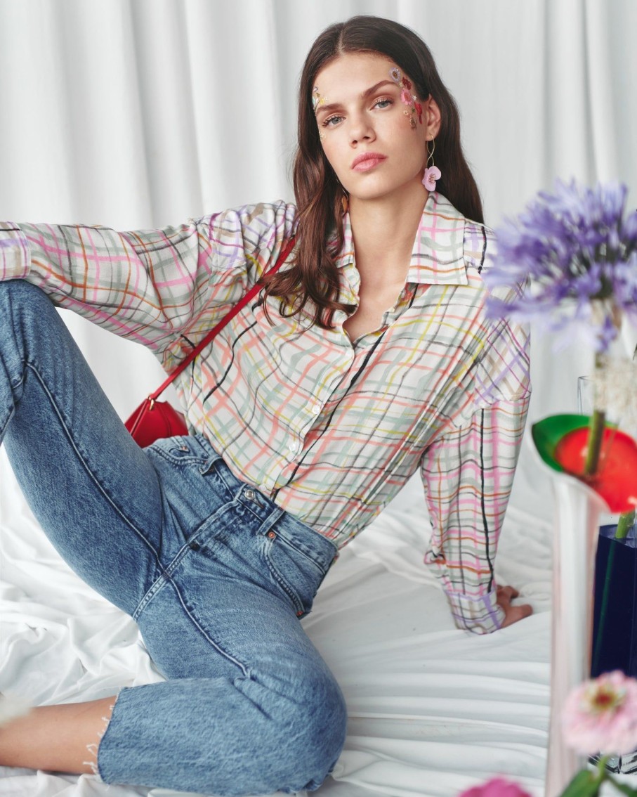 Women CeliaB Shirts & Blouses | Eyra Multi Coloured Chequered Shirt