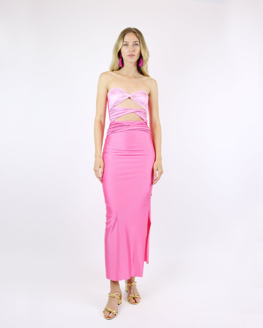 Women BAOBAB Dresses | Ola Moonstone Shades Of Pink Strapless Cut-Out Maxi Dress