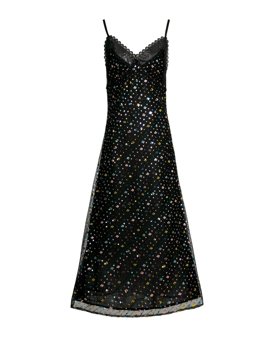 Women CeliaB Dresses | Brine Shimmer Strappy Black Dress