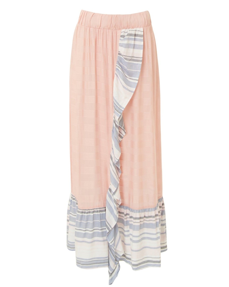 Women Batiche Skirts | Peach Ruffle Maxi Skirt