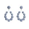 Women BLAIZ Earrings | Blue And White Intertwined Ibis Teardrop Earrings™