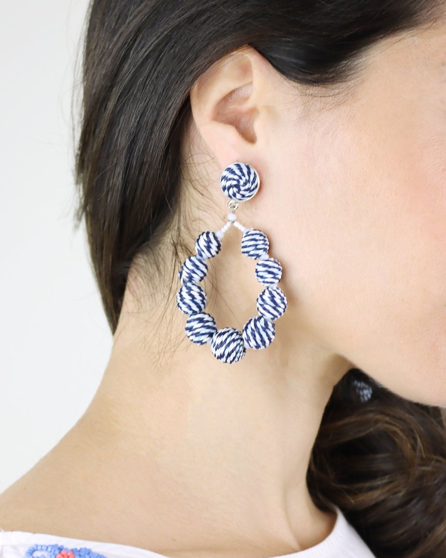 Women BLAIZ Earrings | Blue And White Intertwined Ibis Teardrop Earrings™