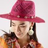 Women Blaiz Hats, Gloves & Scarves | Joanna Fuchsia Cowrie Shells Paper Straw Hat