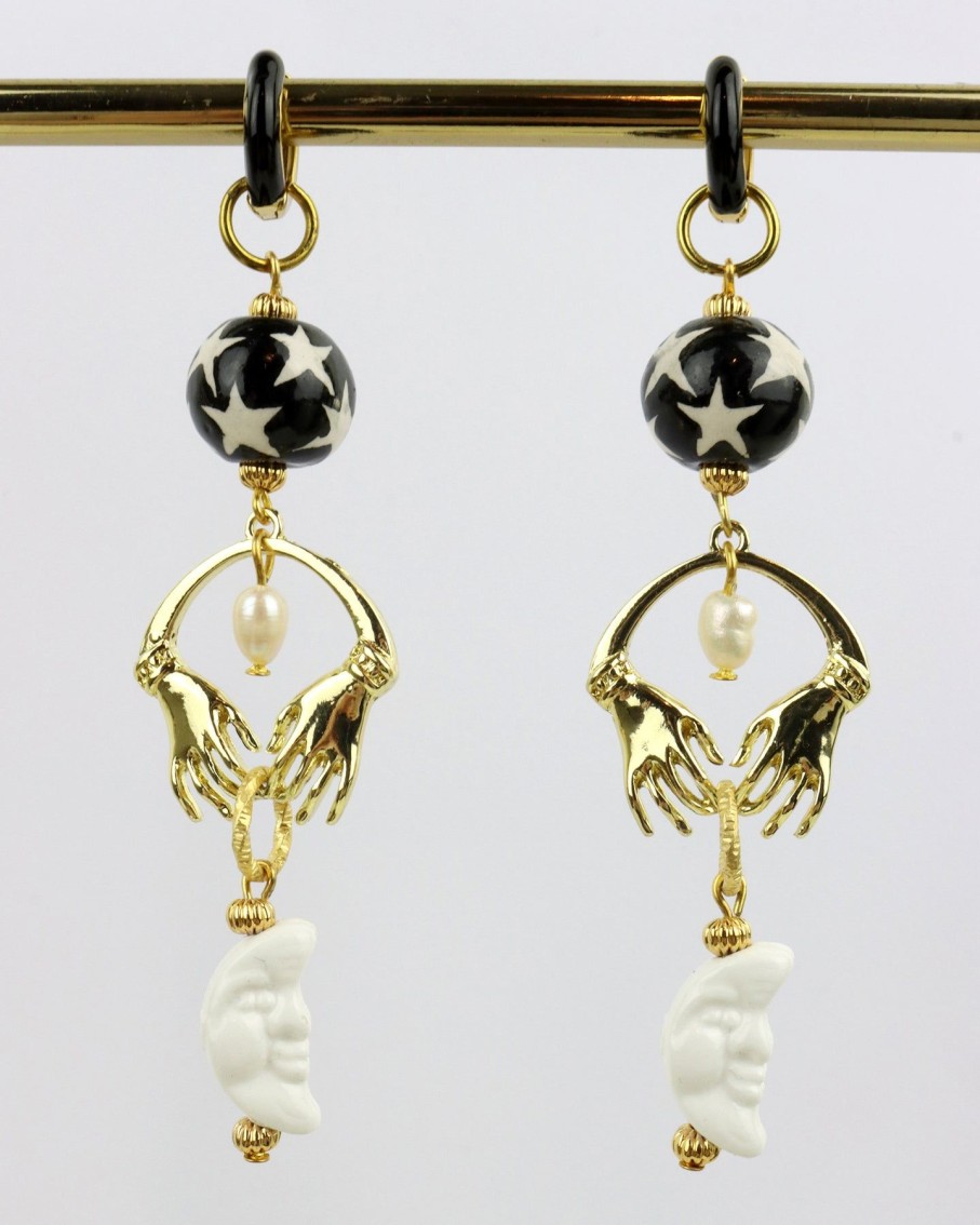 Women Midnight Foxes Studio Earrings | Moon, Stars & Magic Hands Earrings