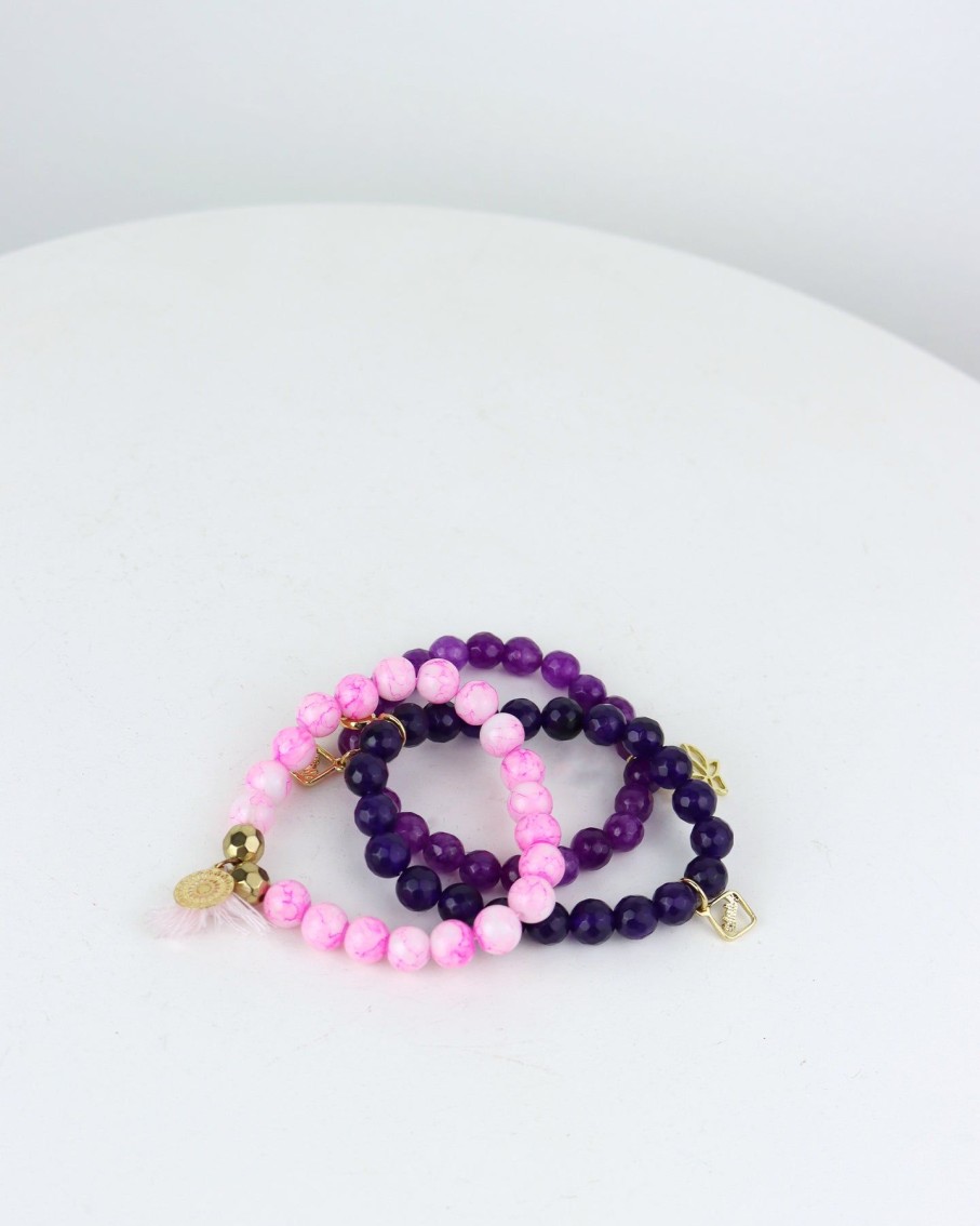 Women 227 Bracelets | Infinity Lotus Bracelet Set In Purple