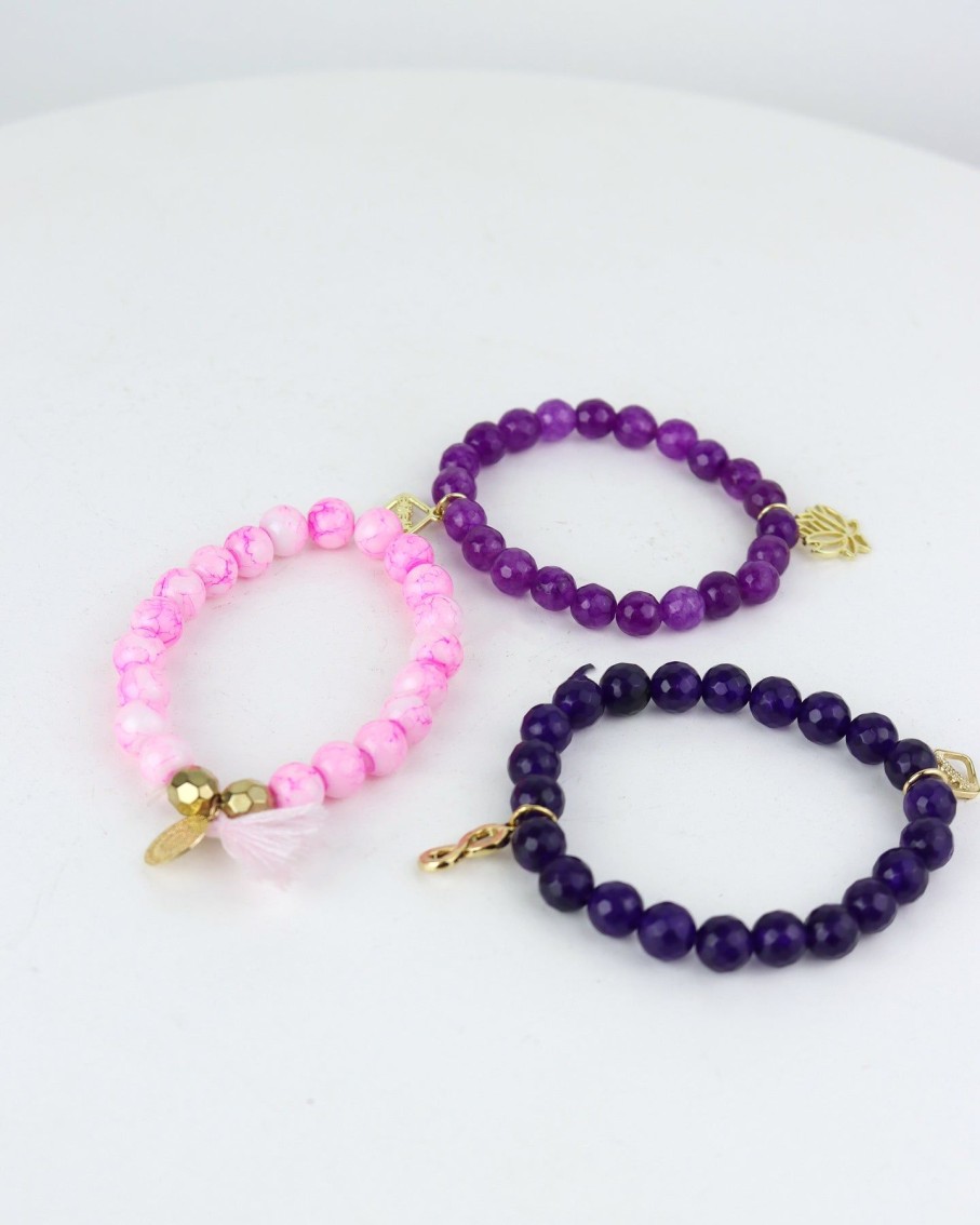 Women 227 Bracelets | Infinity Lotus Bracelet Set In Purple