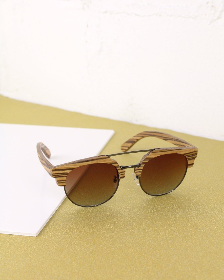 Women 227 Sunglasses | Wood Top Bar Sunglasses