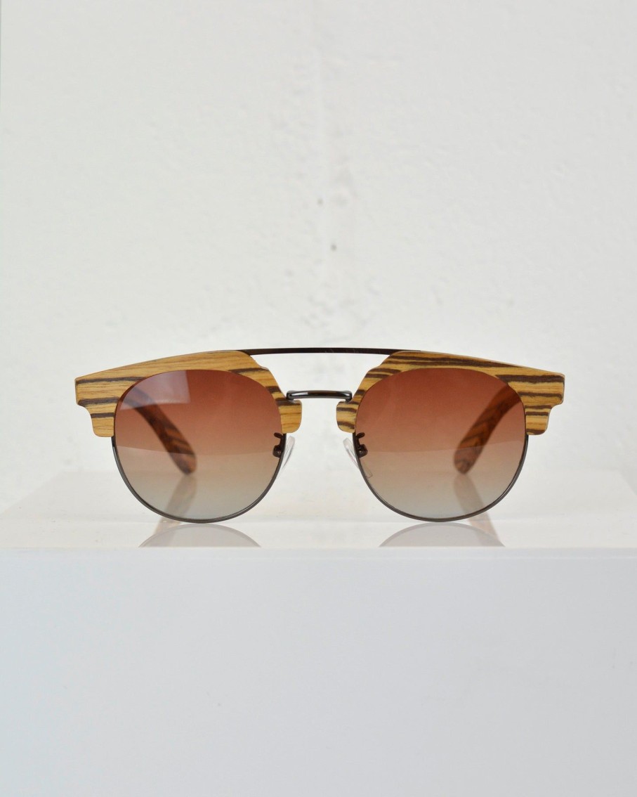 Women 227 Sunglasses | Wood Top Bar Sunglasses