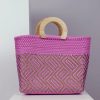 Women BLAIZ Mexico Beach Bags | Asuncion Wooden Handle Woven Tote