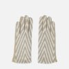 Women BLAIZ Hats, Gloves & Scarves | Beige And White Chevron Print Faux Suede Gloves