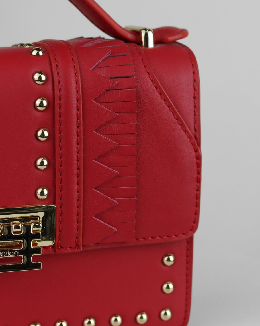 Women Florian London Cross-Body Bags | Mini Red And Gold Studs Crossbody Bag