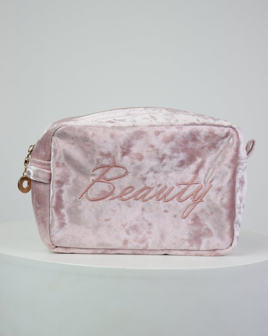 Women 227 Wash Bags | Baby Pink Velvet Beauty Wash Bag