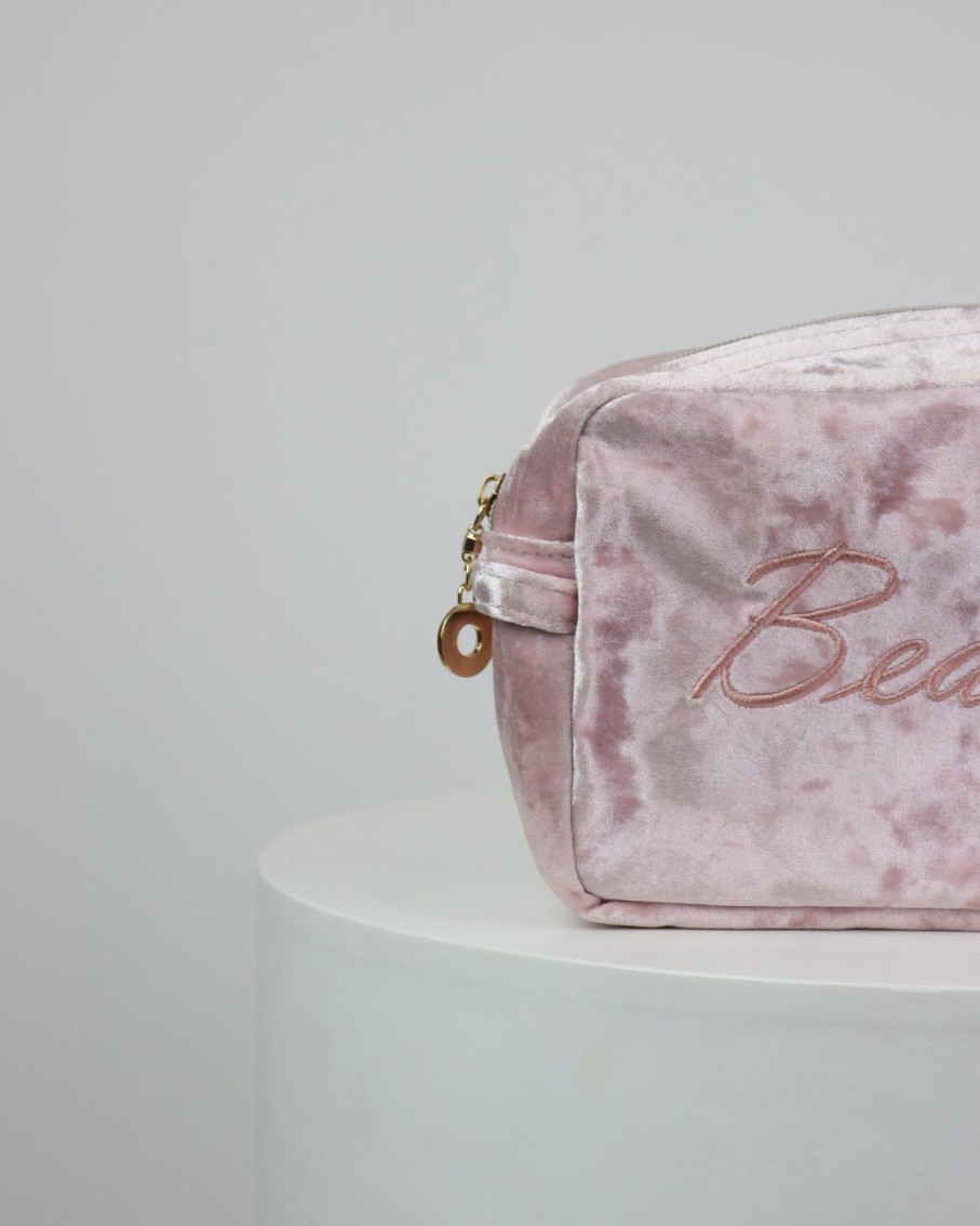 Women 227 Wash Bags | Baby Pink Velvet Beauty Wash Bag